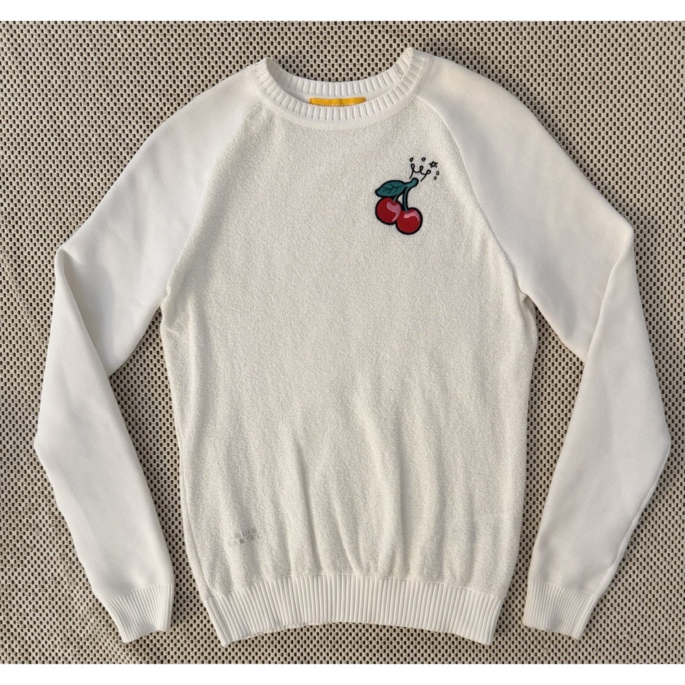 Louis Castel Sweater Women XS 90 0 Golf Pullover Cherries Texture Ivory Cherry